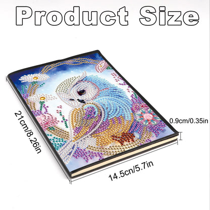 JZHYOAN Diamond Diary Notebook Kits, DIY Diamond Journals Sketchbook for Adults, Owl-peacock Cross-Stitch Art Special Pattern Mosaic Art Memo Notepads for Office, Work, Travel