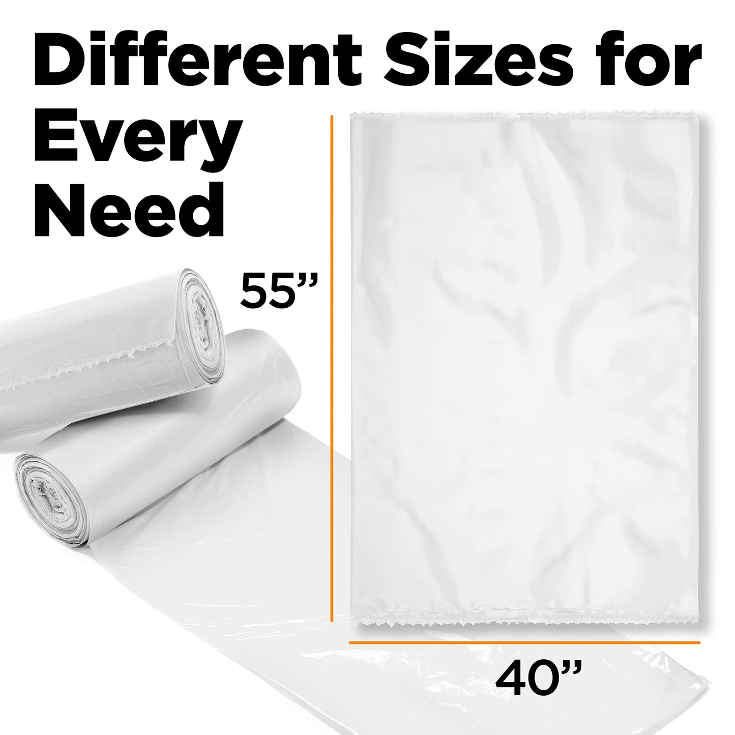 ToughBag 55 Gallon Clear Trash Bags (150 COUNT) – Large Clear Trash Bags 55-60 Gallon Heavy Duty Can Liners - Made in USA