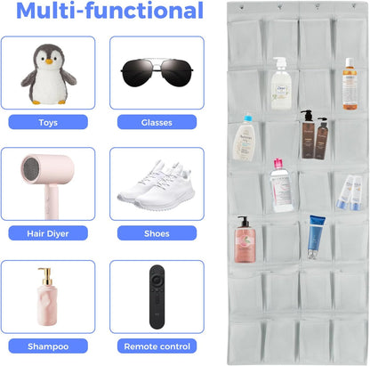 28 4 Closet GOMAJI Large Pockets Over the Door Shoe Organizer with Hooks for Different Widths Doors, Hanging Shoe Rack