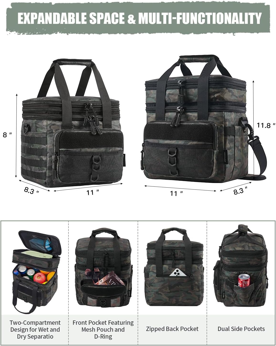 18 24 JOYHILL Lunch Box for Men, Lunch Box for Women, L Tactical Lunch Bag - Insulated, Leakproof, and Expandable
