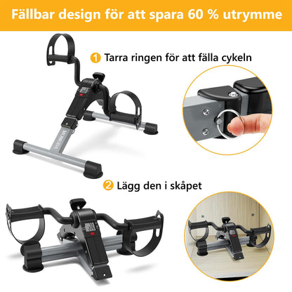 Pedal Exerciser Desk Exercise Bike Leg and Arm Exercise Bike with LCD Monitor Foldable and Porable (Black/Grey)