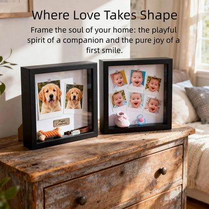 10x10 Shadow Box Frame Black, Deep Display Case for Memorabilia Coins & Photos with Crystal Clear Acrylic Front Wall Mount or Tabletop Includes Hanging Hardware & Double Sided Tape (2 Pack Black)