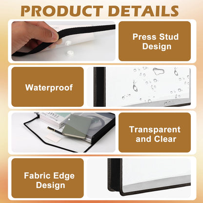 6 PCS 11 x 17 Inch Expandable Tabloid Size Document Folder with Label A3 Plastic Folders for Documents Black Expanding File Wallet Envelope Size Waterproof Clear Plastic File Pouch for Office