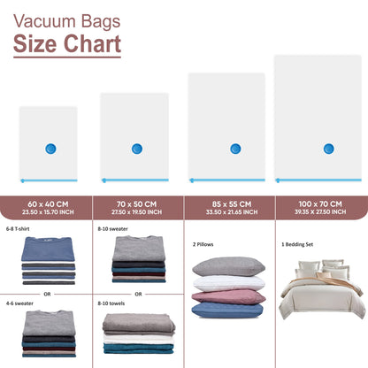 10 Space Saver Vacuum Sealed Storage Bags (2 Jumbo/2 Large/3 Medium/3 Small) with Hand Pump, Seal Bags for Clothing, Comforters, Pillows, Towel, Blanket Storage, Bedding
