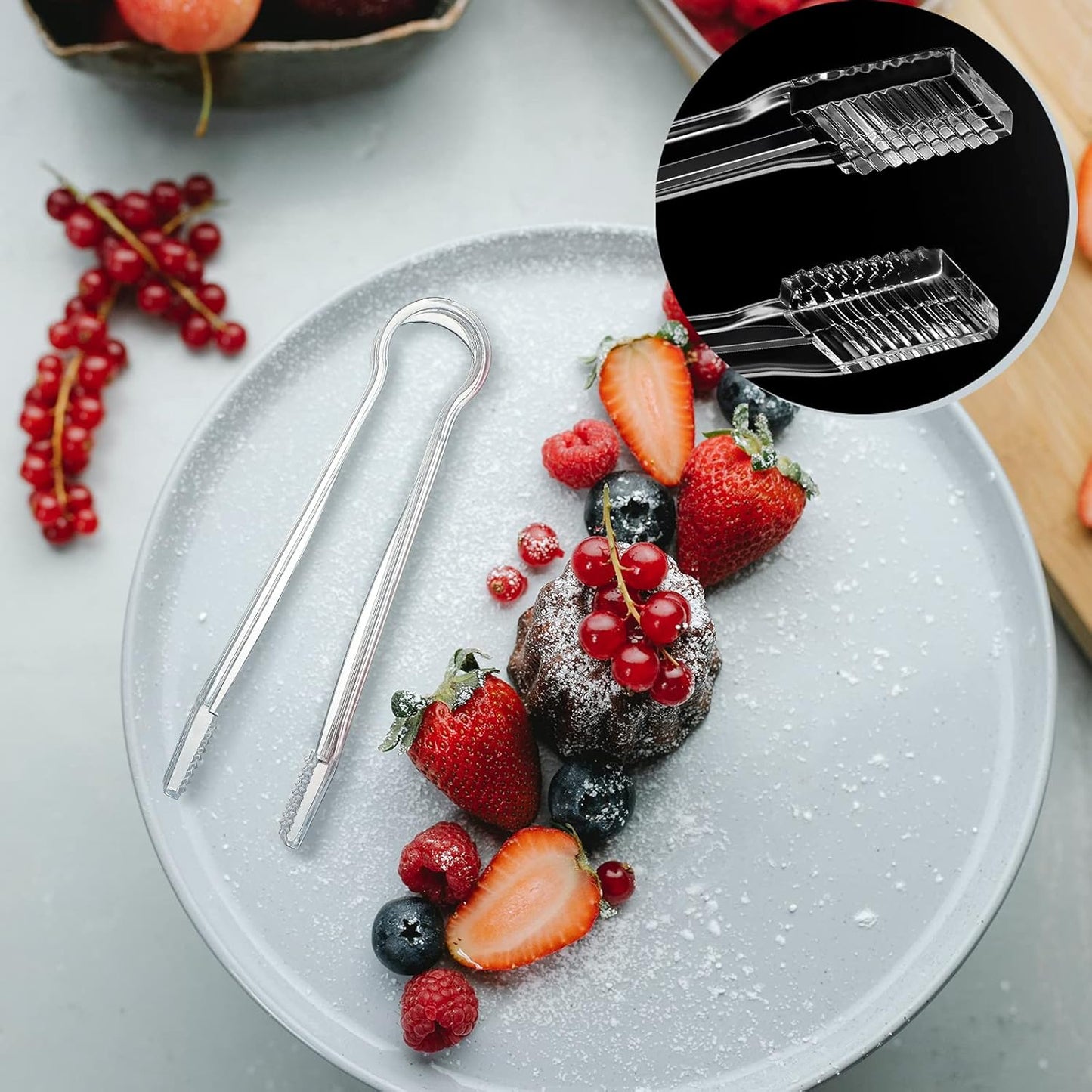 Patelai 10 Pieces Small Plastic Serving Tongs for Appetizers, Clear Mini Sugar Cube Buffet Ice Tongs, 6.3 Inch
