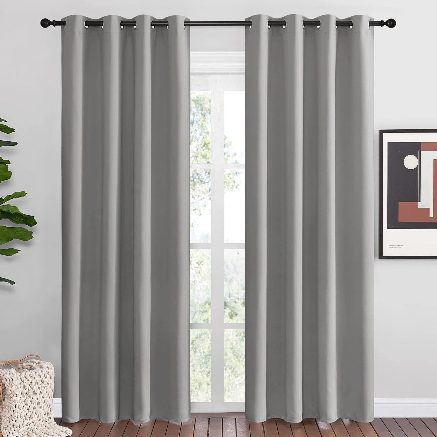 NICETOWN Silver Grey Room Darkening Curtain Panels - 86" Long | Heat-Blocking Drapes for RV & Studio (55" Width, 2 Panels)