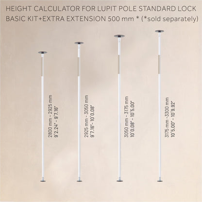LUPIT POLE Classic G2 Standard Lock - Portable Dance Pole for Home - Spinning & Static Mode - Professional Dancing Pole for Apartment, Club & More - Easy Installation - No Drilling (White, 45 mm)