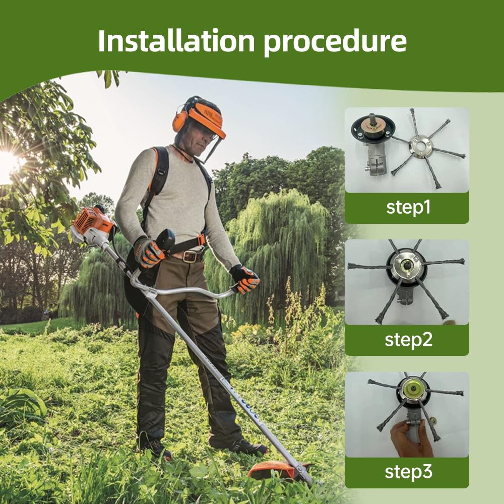 Steel Wire Grass Trimmer Head, 2025 New 6 Inch String Trimmer Replacement Head, Universal Steel Wire Weed Grass Trimmer Blade Remover Tool for Lawn Mower Tray, Weed Eater (1, 6 Blades)
