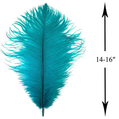 Ostrich Feathers 14-16 inch(35-40cm) Natural Bulk 10pcs Peacock Blue Feathers for Crafting Vase Wedding Party Home Christmas Day Decoration (Peacock Blue, 14-16 inch)