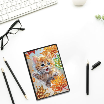 JZHYOAN Cat DIY Diamond Painting Notebook for Adults A5 Blank Diamond Art Composition Journaling Notebooks Notepad Sketchbook Diary Mosaic Kits for Beginners Craft Lovers Gift Table Decoration
