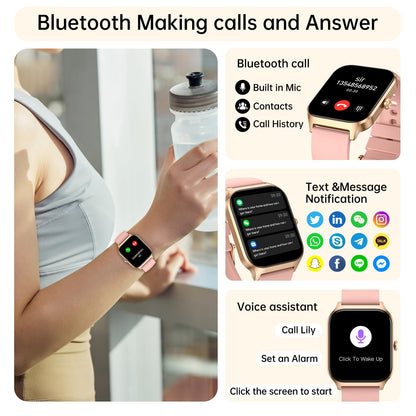 Smart Watch for Women Fitness Tracker: Rose Gold Make/Answer Call Smart Watches for Women Waterproof Digital Mens Watches Running Smartwatch Android Phone iPhone Samsung Compatible Heart Rate Monitor