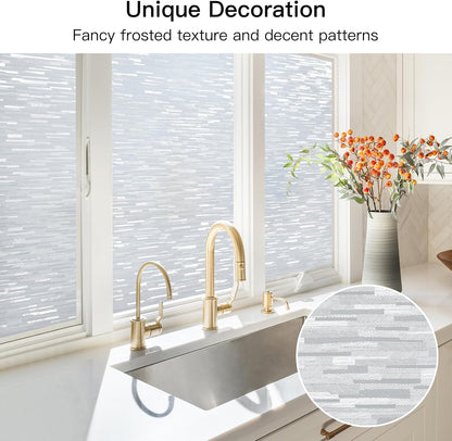 DOWELL Window Privacy Film, Frosted Glass Static Cling, Opaque Vinyl Covering for Home Office, 17.5 x 78.7 inches
