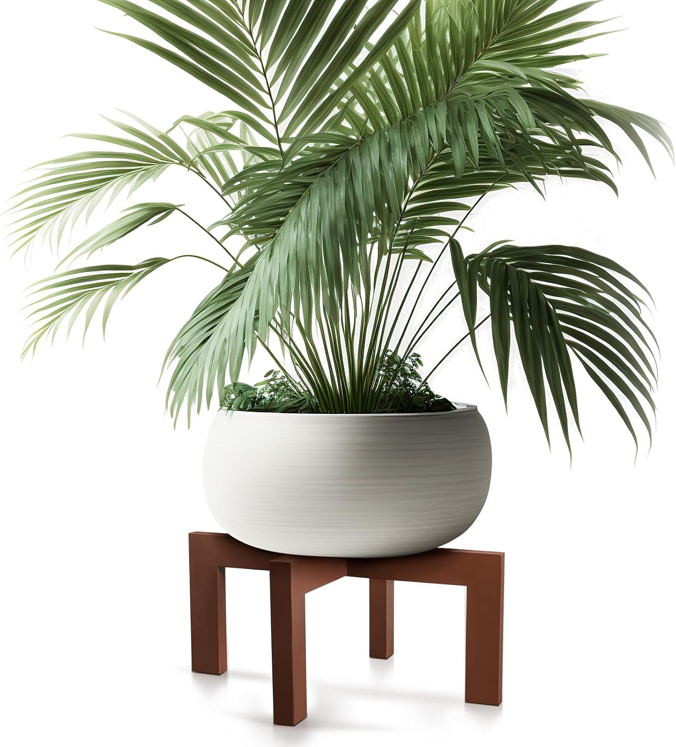 1 Pack 16 Inch 8-18 Inch Wenqik Wood Plant Stand Wooden Plant Pot Holder Mid Century Rattan Flower Boho Rustic Stool