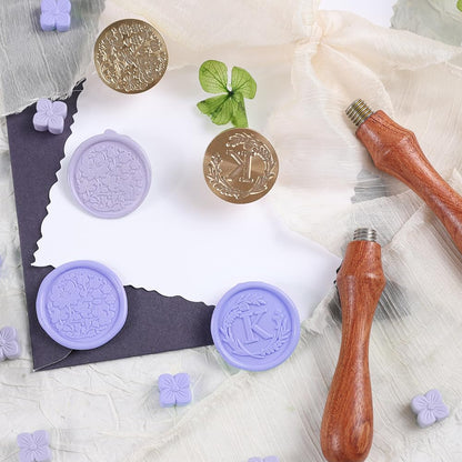 WUERLIN Initial Letter Alphabet K Wax Seal Stamp - Wicker Eucalyptus Sealing Stamp With Flower for Wedding Invitation, Gift Wrap, Envelopes, Christmas Card
