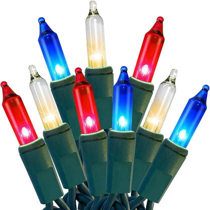 4th 100 Count (21feet) HISHINY Red White Blue of July Patriotic Decorations Lights Mini String Lights with Green Wire