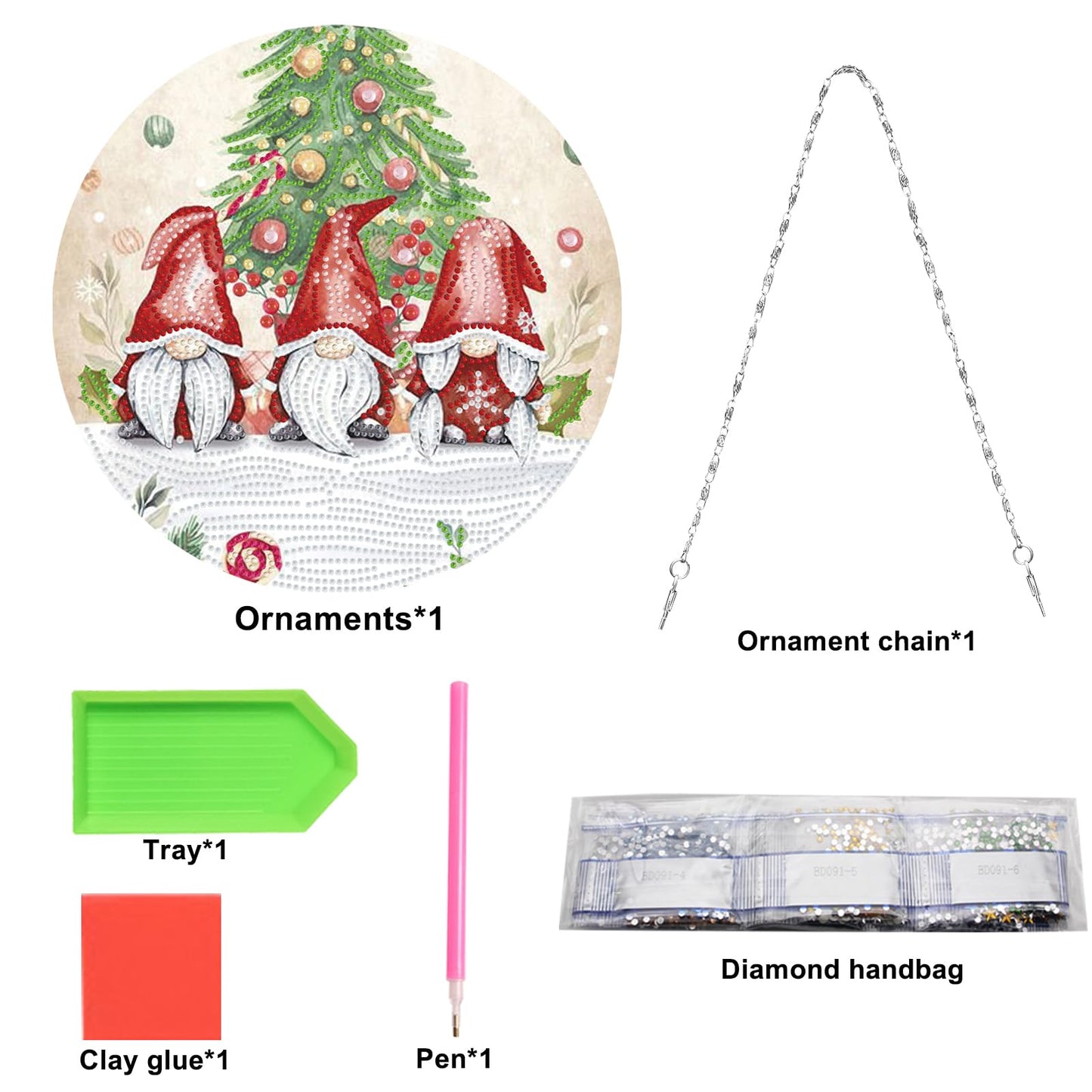 Christmas DIY Acrylic Double Sided Diamond Art Suncatchers Wall Sign Window Gnome Wreath Pendant Ornaments Decorations for Adults