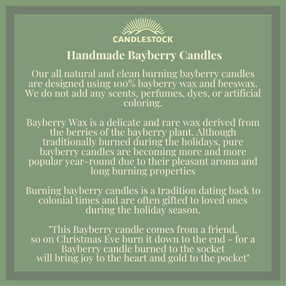 Candlestock Real Bayberry Taper Candle Pair 8 inch - Pure Bayberry and Pure 100% USA Beeswax Blend - Dripless Taper Candle Pair