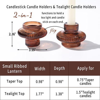Candle Stick Candle Holder Set of 8, Taper Candle Holders for Wedding Table Centerpiece, Ribbed Glass Votive Candle Holders for Christmas, Romantic Dinner, Festival & Windowsill Decor