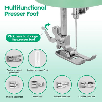 Xamanabu Sewing Machine for Beginners with Extension Table, 12 Stitches Portable Sewing Machine, Dual Speed (High/Low) with Foot Pedal & 6 Feet