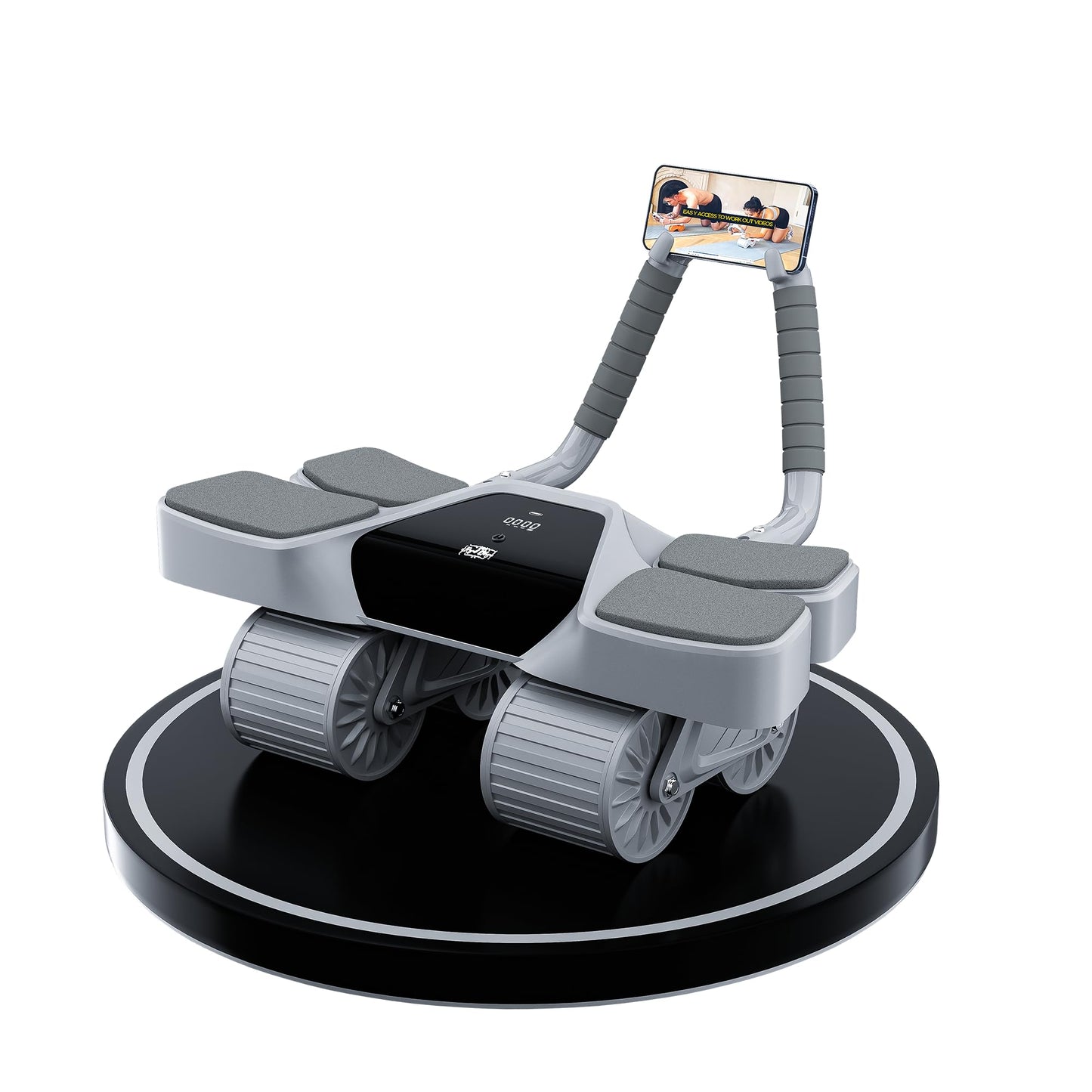 2025 New 4-Wheel Abdominal Roller with Elbow Support : Latest Upgraded High-Performance Exercise Machine With Automatic Rebound, Multi- layered Anti-Slip Design with Calorie Counting LCD Screen