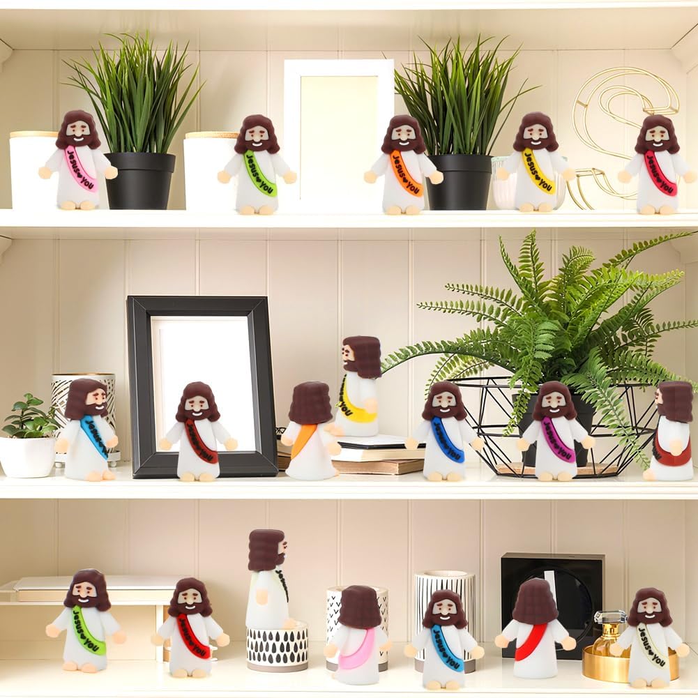40 Pcs Mini Jesus Figurines in Bulk, Little Jesus Loves You Figures to Hide Tiny Action Figure for Crafts Pocket Seek