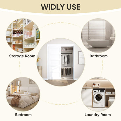 JUBEST Sliding Closet Door 60"(Double 31") x80, 5-Panel Steel Frame Bypass Primed Door with Top & Bottom Track Kits, Preassembled Hardboard Panels with Paintable Surface, Durable & Sturdy