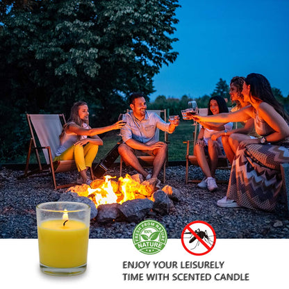 Small Citronella Candles Outdoor and Indoor Soy Wax Votive Candles for Party Dinner and Camping - 12 Hours Burn Time, Set of 12