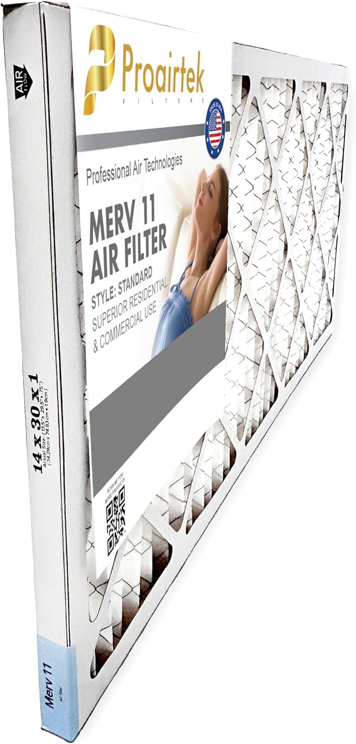 Proairtek AF14301M11SWH Model 14x30x1 Air Filters, Pack of 2, MERV 11 for Clean Air