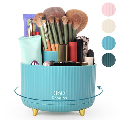 SKYDUE Makeup Organizer, Rotating Pencil Pen Holder for Desk, Dual-Purpose Desktop Organizer for Cosmetics & Pens, Makeup Brush Holder with 5 Slots, Pencil Cup for Office, Home