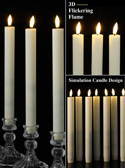 Funtery 48 Pcs Flameless LED Taper Candles Battery Operated Candles Bulk Realistic LED Candlesticks Flickering for Wedding Church Graduation Party Home Decor(Ivory,Elegant Style)