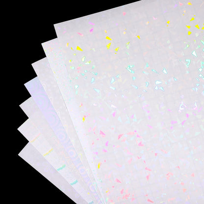 PATIKIL 12x8 Inch Holographic Laminate Sheets, 12Pcs Holographic Sticker Paper Transparent Vinyl Laminate Film A4 Waterproof Self Adhesive for Craft Books, Holiday Ribbon Pattern