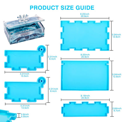 IKEPAHOK Resin Rectangle Box Mold, Epoxy Silicone Large Storage Container with Lid for Casting, DIY Organizer for Dominoes, Coffee Pods, Jewelry, Napkin, Candy, Cosmetics