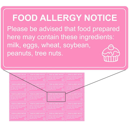Hepertise 500 Pcs Food Allergy Stickers, 1x2 Inch Labels for Bakery, Cookie, Kitchen