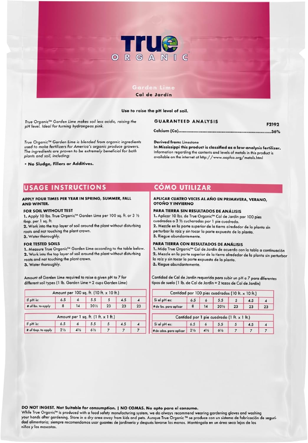 6lb True Organic Garden Lime Raises Soil pH to Reduce Acidity Ideal for Hydrangeas and Other Plants Bag