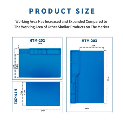 Hengtianmei Heat Insulation Silicone Repair Mat with Scale Ruler and Screw Position for Soldering Iron, Phone and Computer Repair Size: 22 x 14 Inches (H-203)