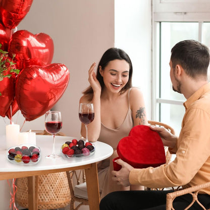 LOYIM 1 Pcs Heart Shaped Plastic Container, 5.9" W x 1.6" H Clear Plastic Storage Box with Lid and Anti Slip Ring Heart Dessert Plates Snack Tray for Mother Day Valentine Party Favor