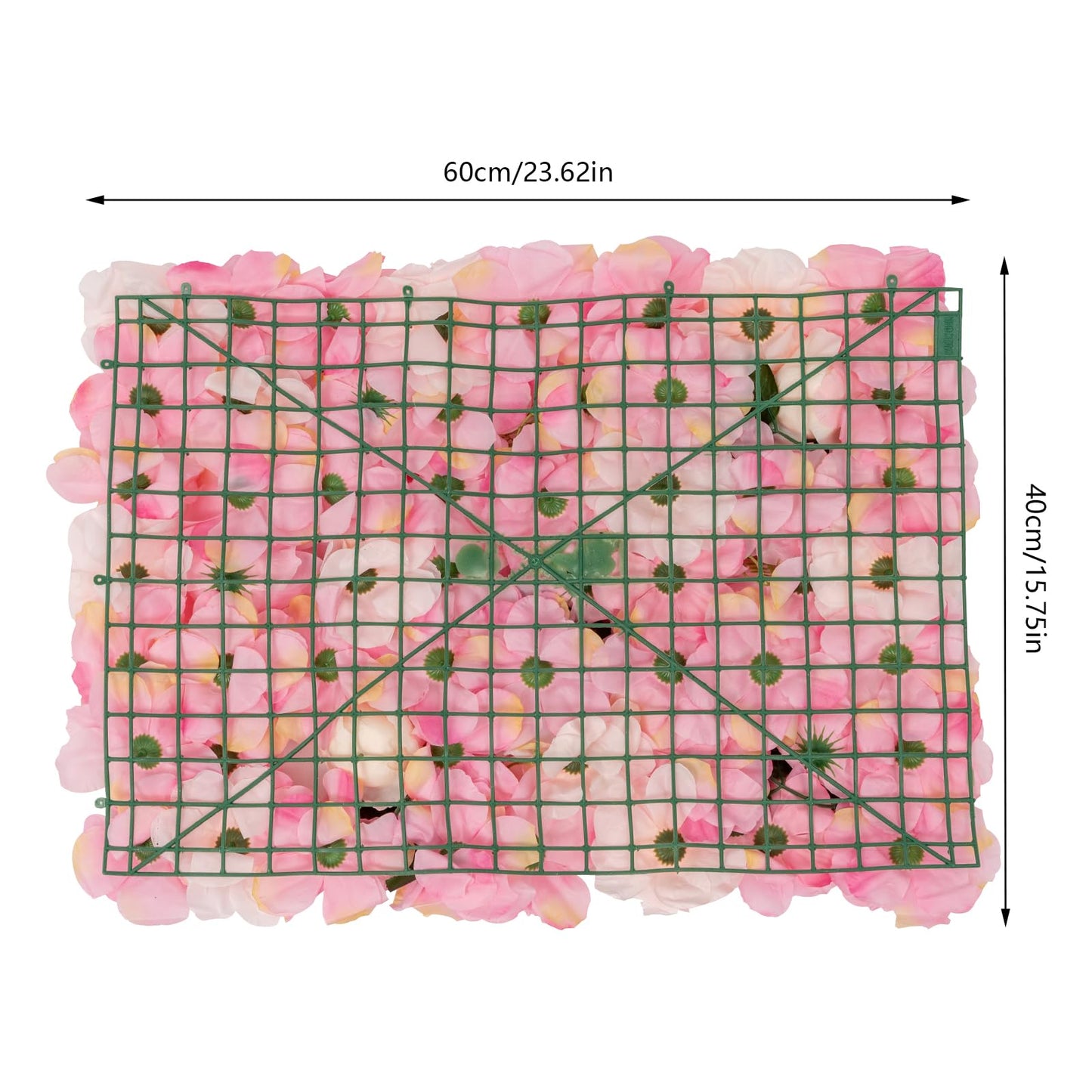 Unnsiapit Artificial Flower Wall Backdrop, 20Pcs Background Panels Floral Wall Privacy Screen Decorative Fences for Party Wedding Garden Outdoor, W23.6*H15.8in, Pink & White & Green