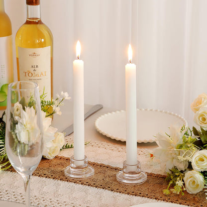 ZQXJWF Clear Glass Taper Candle Holders Set, Round Base Design, Elegant Dining Table Decor, for Table Centerpiece Wedding Party Advent Christmas Home Decorations (48, Clear)