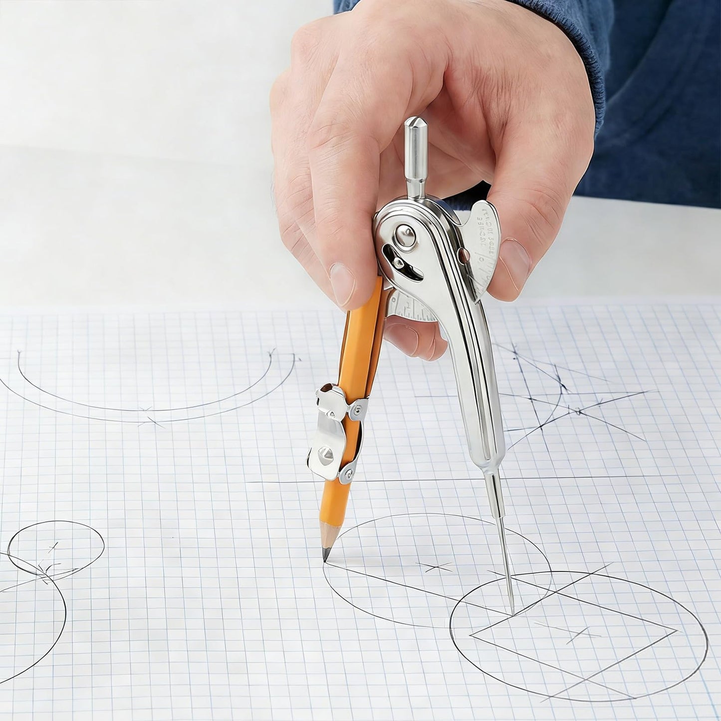 YUENPUN 30 Pieces Metal Geometry Compass with Pencil, 5 Inch Precision Drafting Compass for Office Woodworking Art Drawing