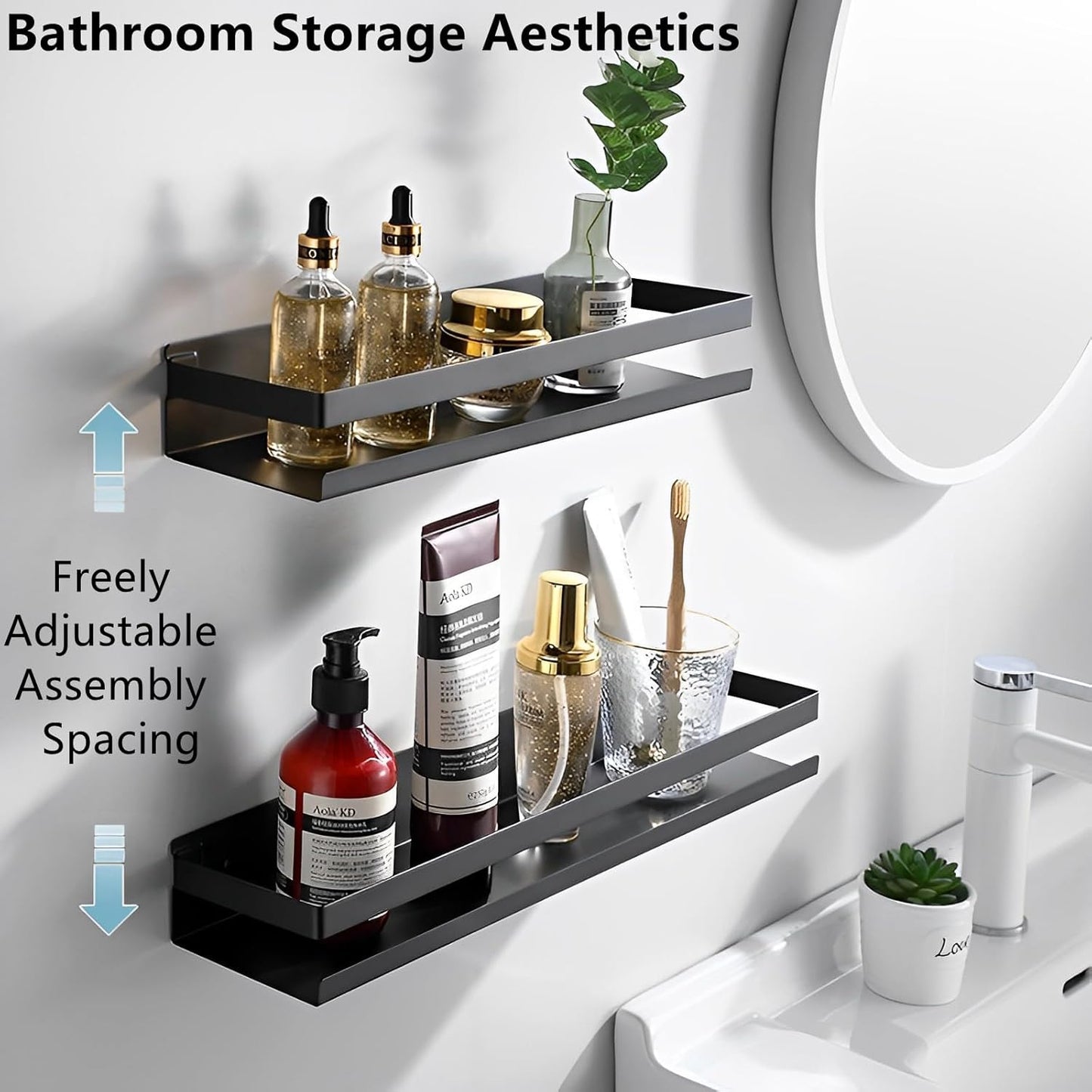 15.7inches Stainless Steel Wall Mounted Floating Shelves for Kitchen,Bathroom,Living Room Storage Shelf,Rust