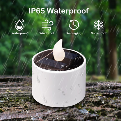 Solar Tea Lights Outdoor Waterproof - 6 Pack Flameless Flickering Solar Candles Reusable LED Tea Light Candles Rechargeable Dusk to Dawn Lighting for Lanterns Garden Camping Home Decor, 2.3''x2.1''