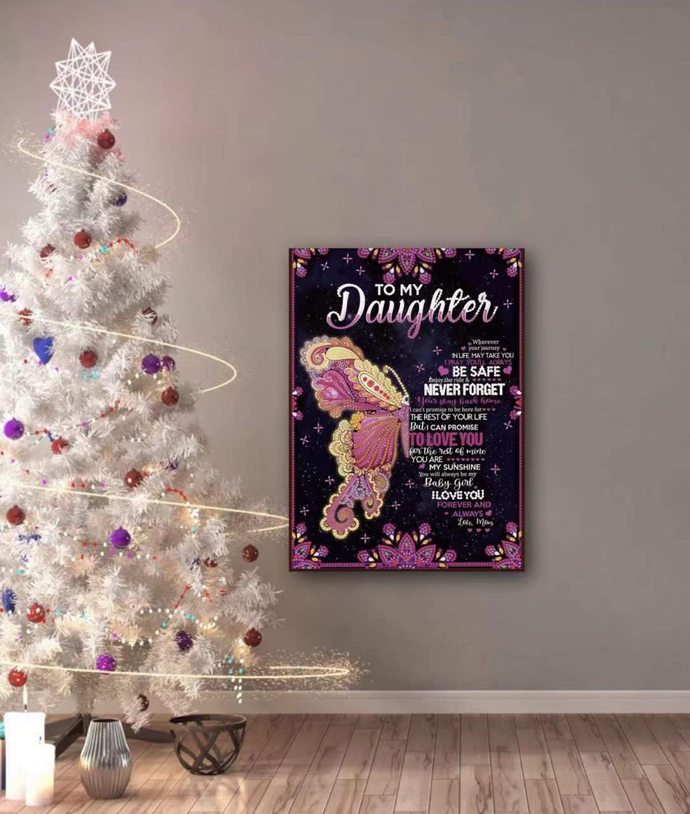 JOYSTRY Diamond Art Dots Painting Kits for Adults, DIY to My Daughter Paint with Diamonds Partial Drill Special Shaped Gem Jewel Crystal Painting Kit for Home Wall Decoration (to My Daughter 16x12in)