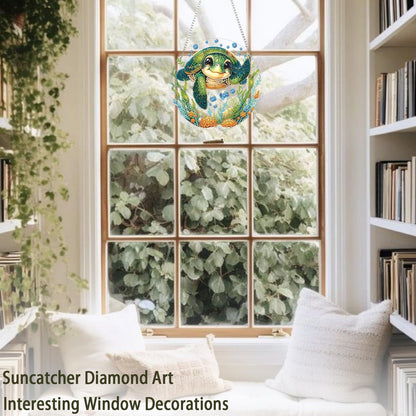 AIBOERL Diamond Art Hanging Kit for Adult,Special Shaped Rhinestone,Double Sided 5D DIY Acrylic Diamond Art Painting Window Pendants Home Garden Wall Hanging Kits Hanging Ornament (Turtles)