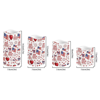 Uorisanigo Patriotic American Flag Electric Flameless Candles Set of 4 Independence Day 250th Anniversary Battery Operated LED Candles 1776-2026 Fake Candles 4th of July Home Decoration