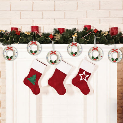 Cinrobiye 12 Set Christmas Wreath Craft Kits DIY Winter Christmas Tree Hanging Wreath Ornament Decorations Kit Xmas Crafts for Holiday Christmas Home Classroom Party Activities Project