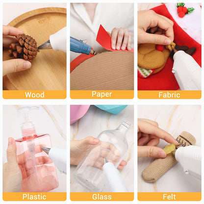 Manarty 24 PCS 8" Long x 0.43" Dia Color Hot Glue Sticks Full Size and 48 PCS 0.27" Dia x 4" Long Mini White Hot Glue Sticks