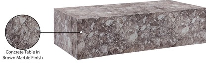Meridian Furniture 99029Brown-CT Piazza Collection Art Deco Indoor/Outdoor Concrete Coffee Table with Brown Marble Finish, 52" W x 26" D x 14" H, Brown