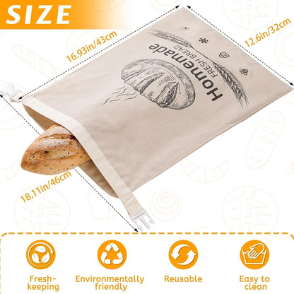 2 Pack 17 12.6 Inches Beeswax Bread Bags for Sourdough,Reusable Organic Linen Beeswax Bread Bag for Homemade Sourdough