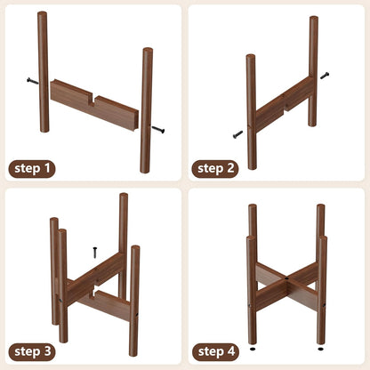 12 Inch ALIGADO Bamboo Plant Stand Indoor, for Up to Pots, Built to Fit Corners, Sturdy & Stable Design, Walnut Finish