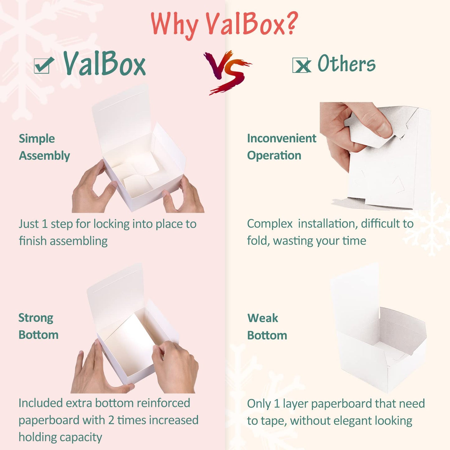 ValBox 5x5x3.5 White Gift Boxes, 20 PCS Gift Boxes with Lids for Presents, Small Bridesmaid Box for Gifts, Wedding, Crafting, Recyclable, Easy Assemble Cardboard Boxes